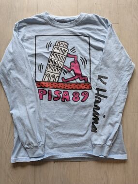 Ripple Junction Light Blue Tee with Black Keith Haring Graphic